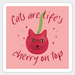 Cats are Life’s Cherry on Top – Cute Cherry Cat Cartoon Sticker